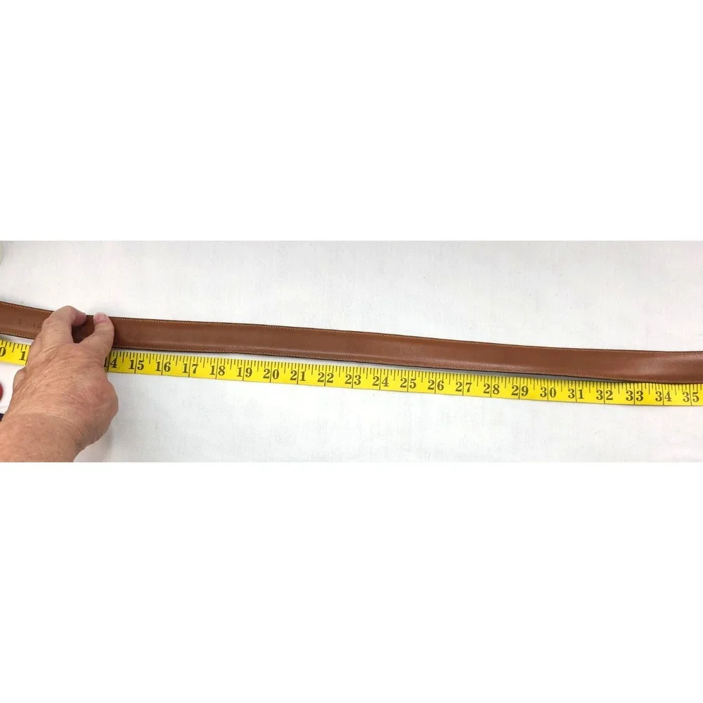 Trafalgar Mens Belt Brown Cortina 38/95 Handmade in USA Goldtone Buckle - Picture 9 of 13